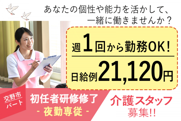 ≪交野市/初任者研修修了/パート≫日給例21,120円◆週1回からOK◆夜勤専従◆サ高住でのお仕事です☆(osa) イメージ